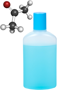 A cetona mais usada é a propanona ou acetona