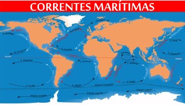 Mapa demonstrativo das principais correntes oceânicas da Terra