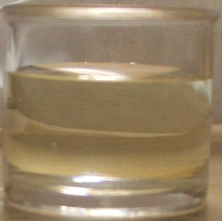 Água sanitária líquida de cor levemente amarelada
