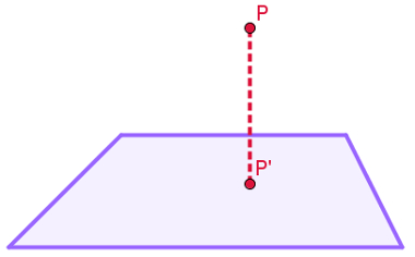 Projeção ortogonal P do ponto P sobre o plano
